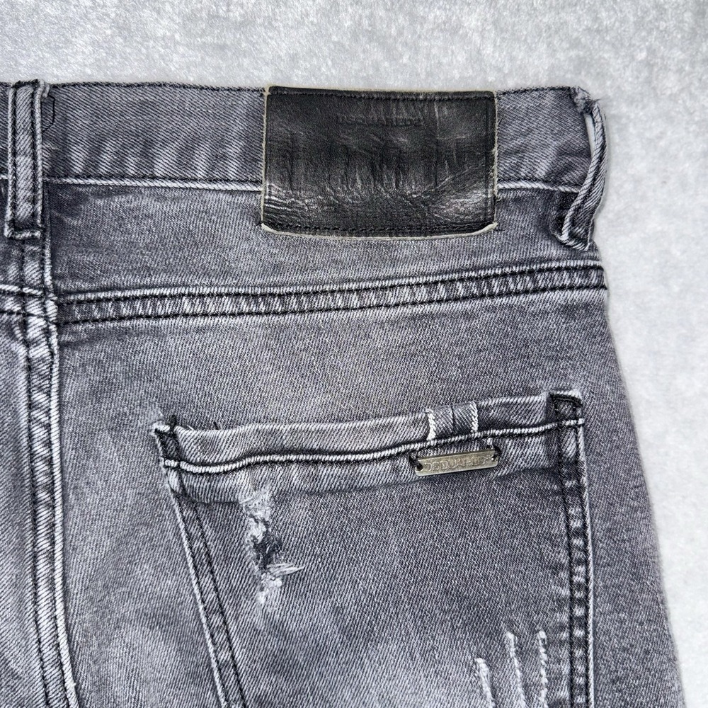 DSQUARED2 Icon Slim Jeans Mens 44‎ 30x32 Faded Black Distressed Selvedge Italy - Picture 6 of 10